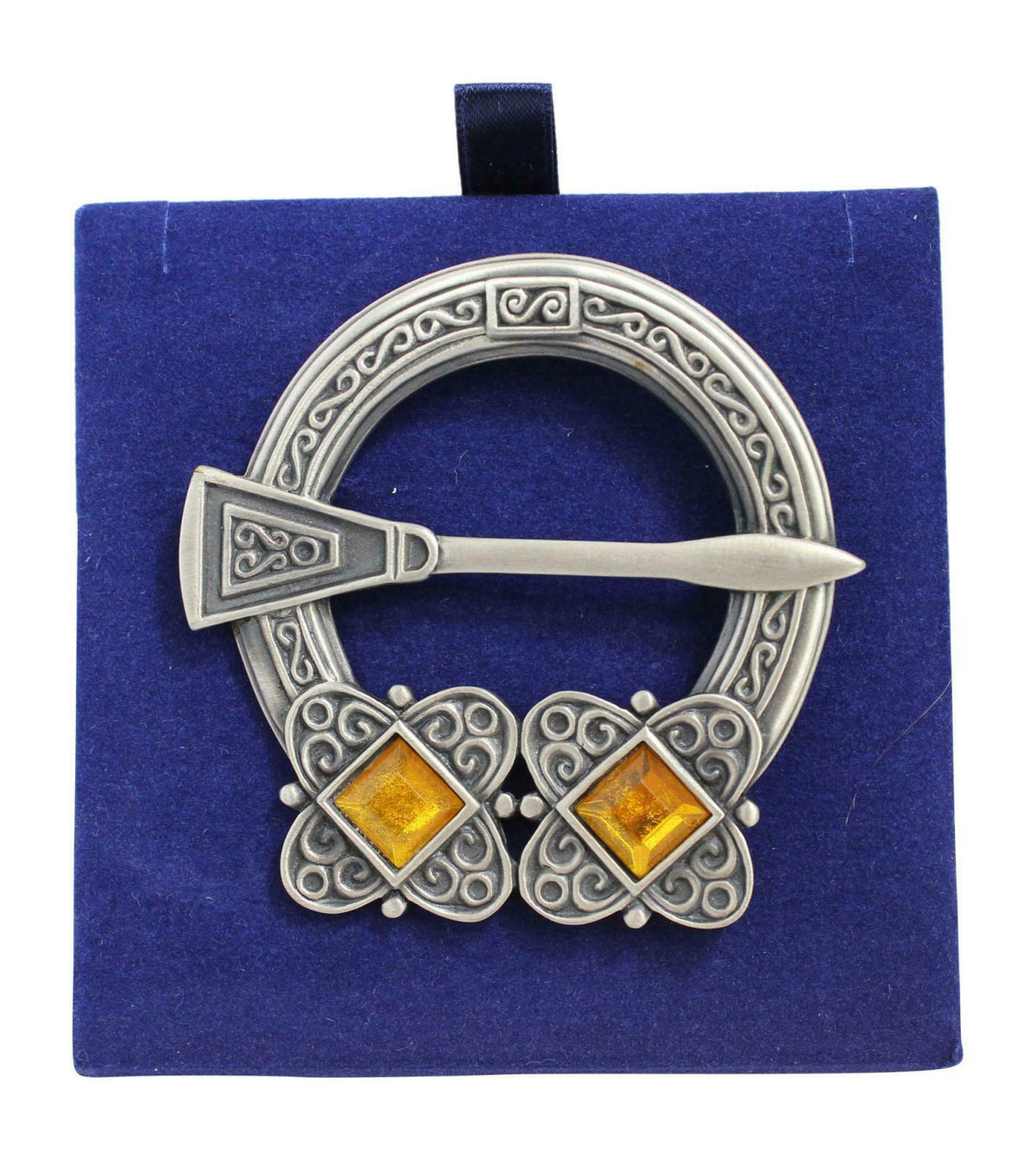 Carrick Penannular Two Stone Plaid Brooch