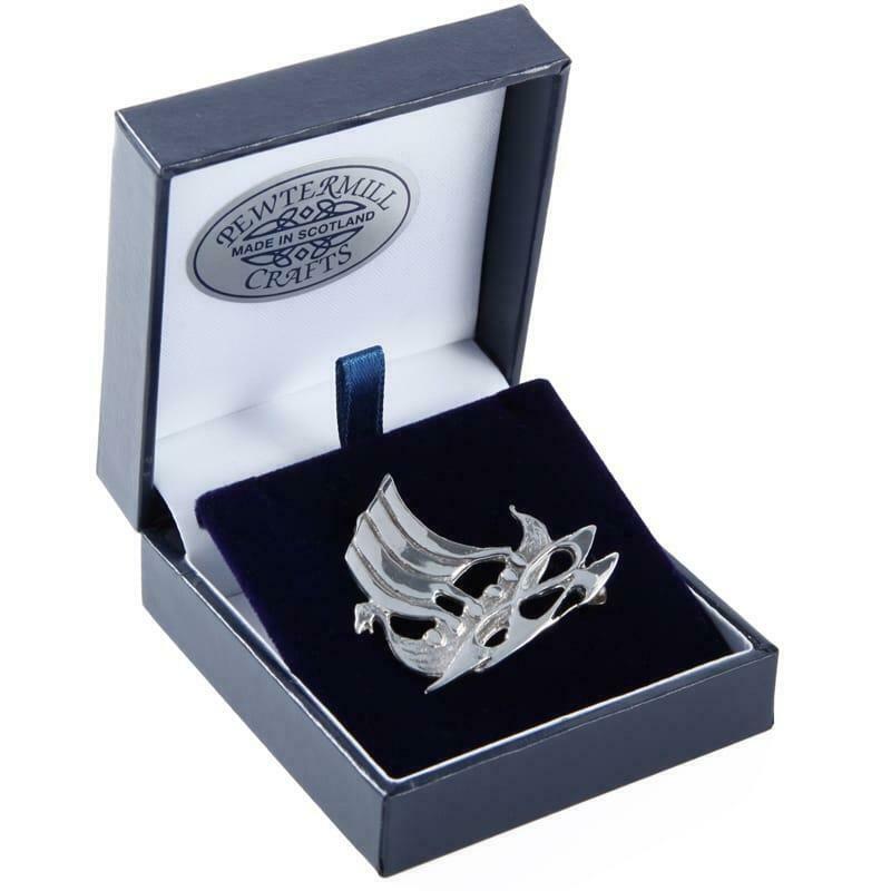 Chrome Viking Ship Plaid Brooch