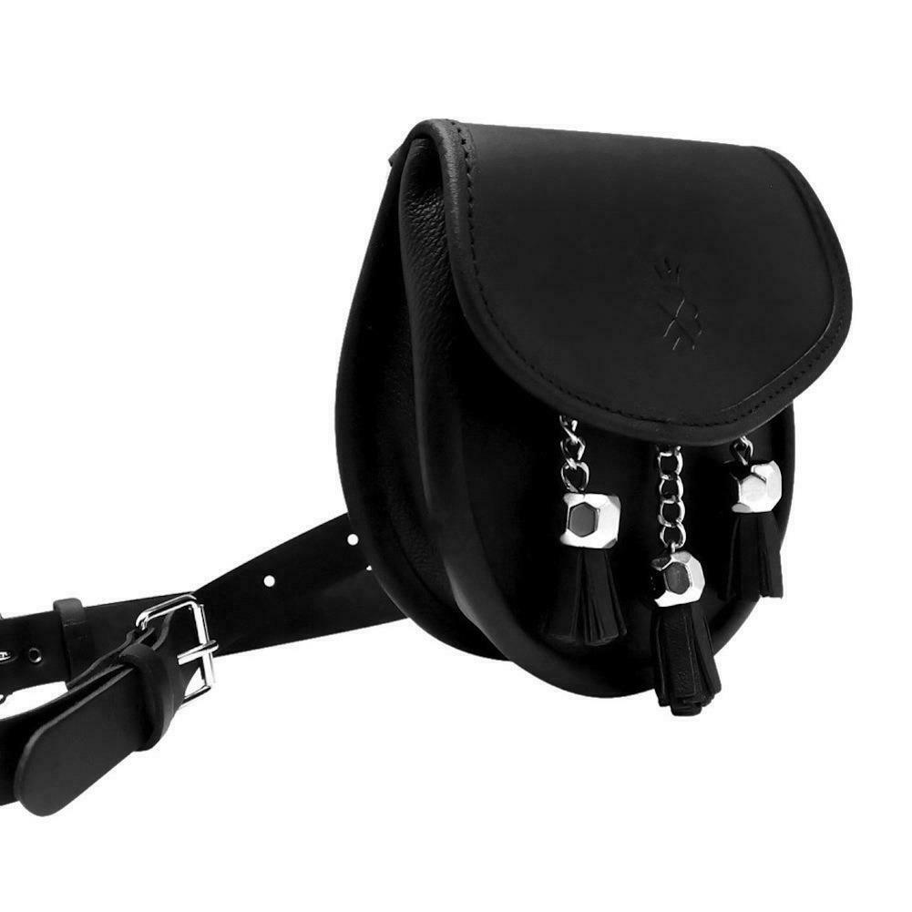 Black Leather Sporran Handbag