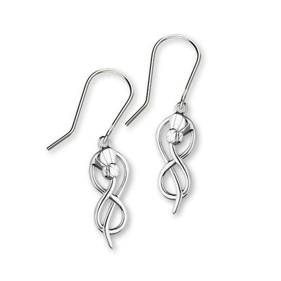 Ortak Contemporary Scottish Thistle Sterling Silver Drop Dangle Earrings
