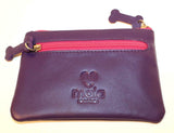 Ladies Purple Leather Zip Top Coin Pocket Purse with Scottie Dog Applique Mala