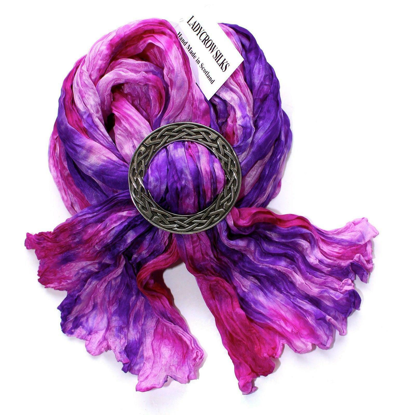 Pink and Purple Silk Scarf Celtic Knot Ring Gift Set – Kilts Wi