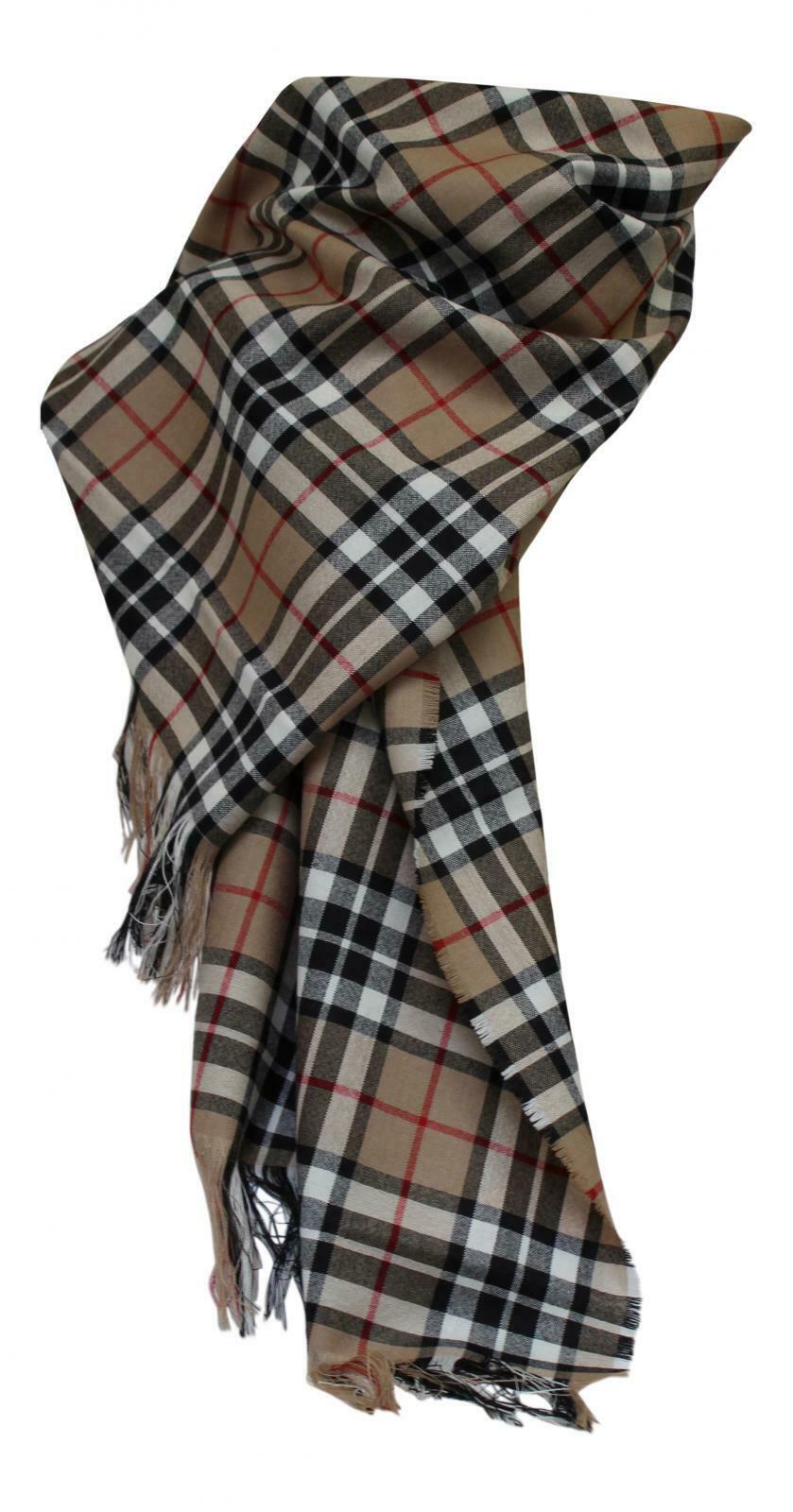 Light Tartan Stole - Thomson Camel