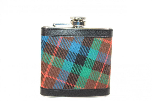 100% Scottish Tartan Wrapped 6oz Stainless Steel Hip Flask - Campbell Argyll