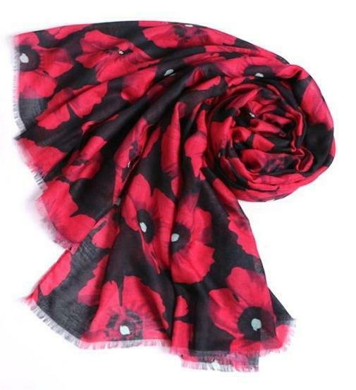 Black and Red Poppy Scarf