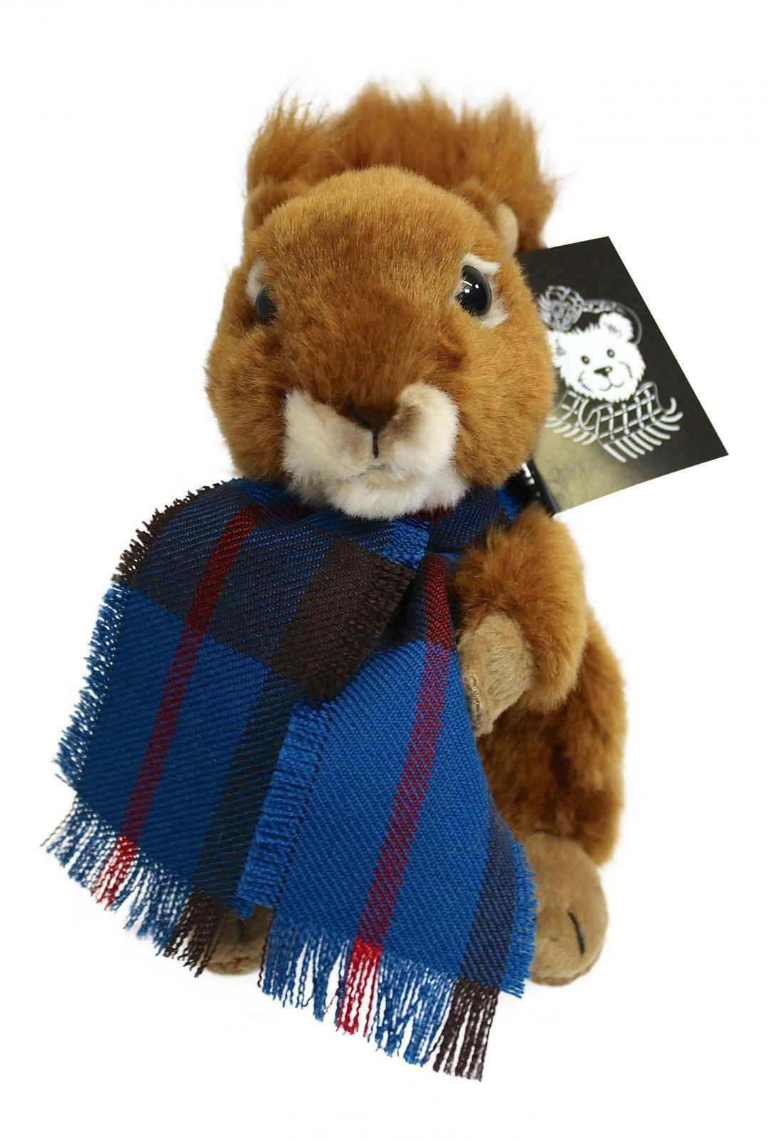 Ronnie Hek Cute Red Squirrel Tartan Scarf Teddy Bear