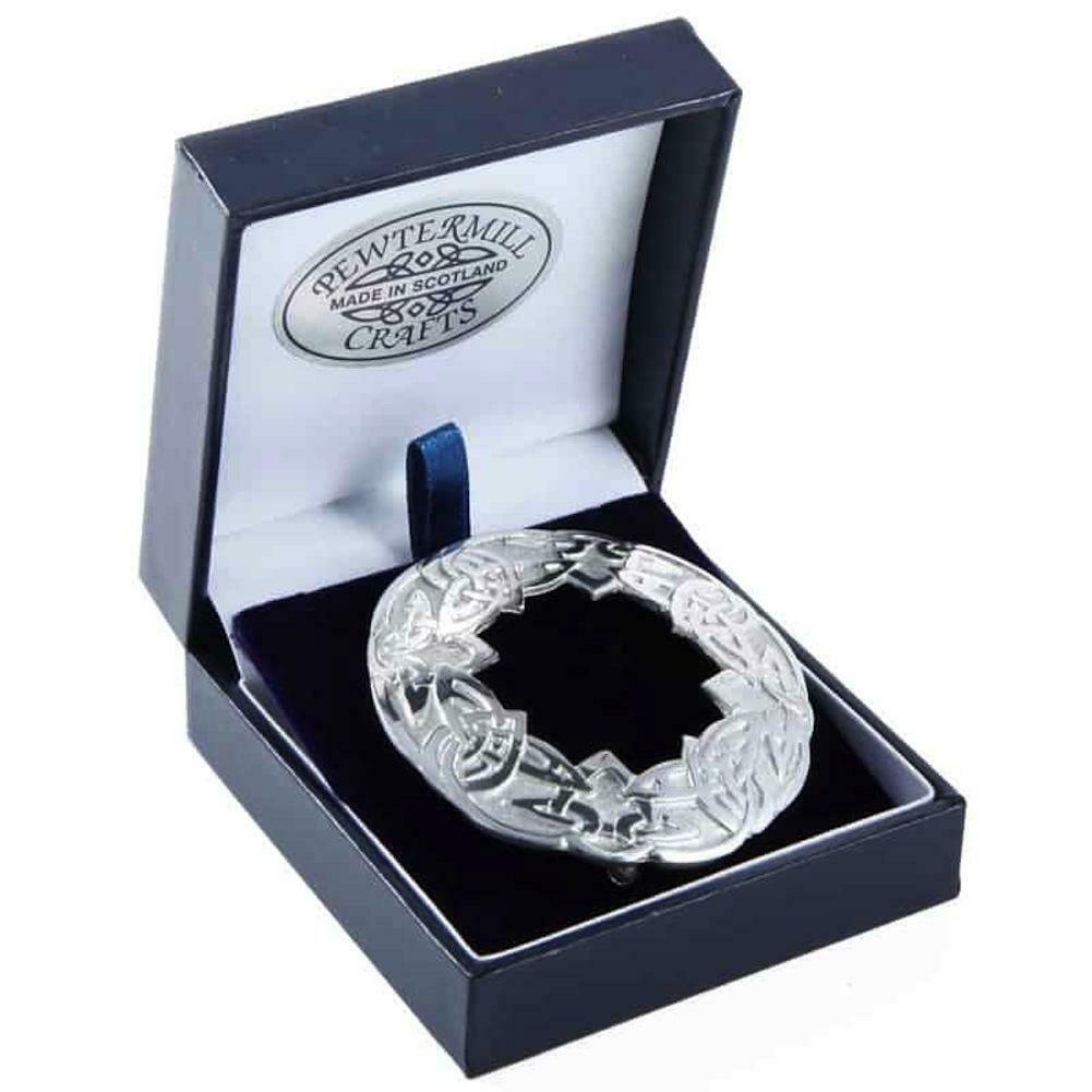 Chrome Celtic Knot Plaid Brooch