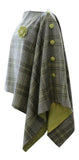 Green Grey Orchard Checked Tweed Poncho Wrap with Contrasting Silk Lining