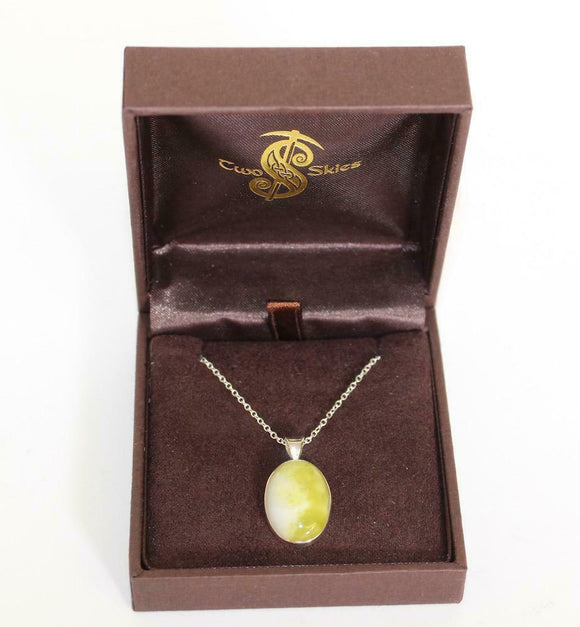 Two Skies Ltd Stunning Green Scottish Highland Marble Oval Necklace Pendant