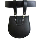 Black Celtic Link Heavy Duty Leather Sporran Suspenders - Chain Alternative
