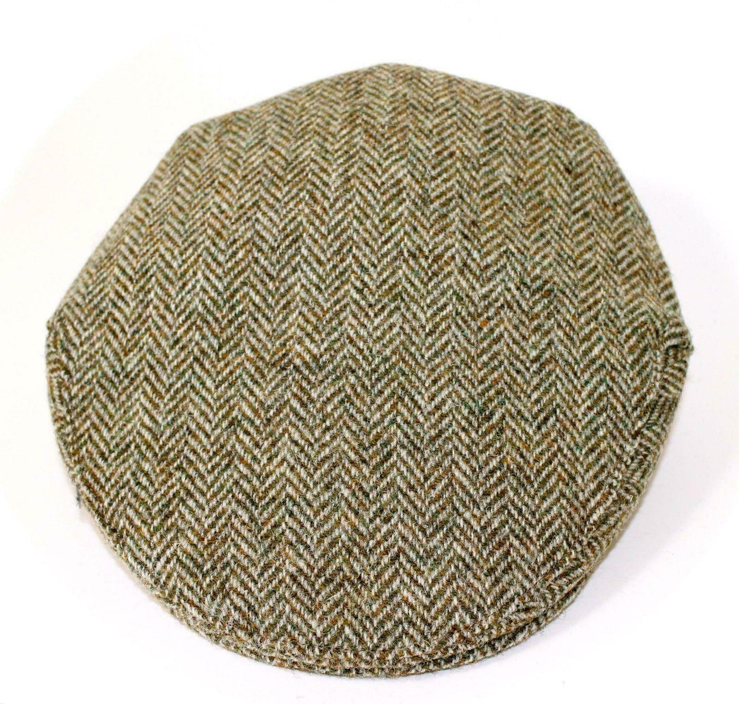 Brown Herringbone Wool Flat Cap