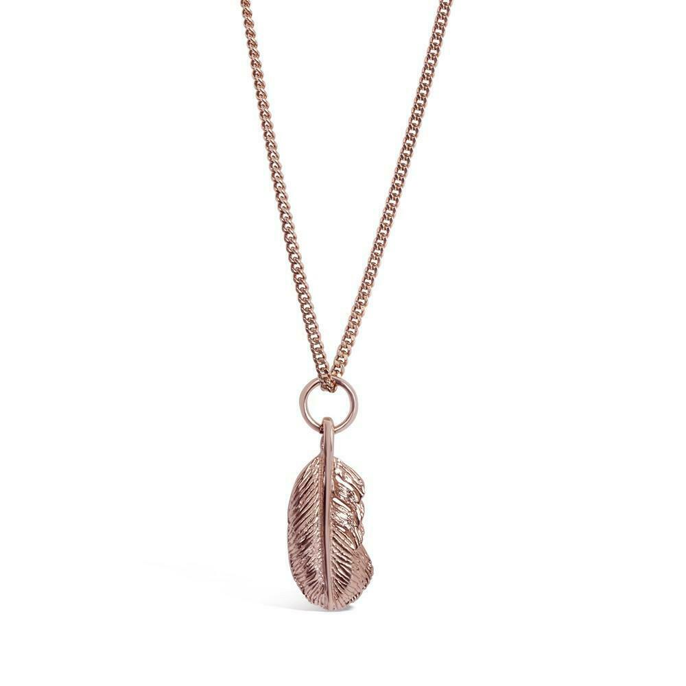 Rose Gold Silver Feather Necklace