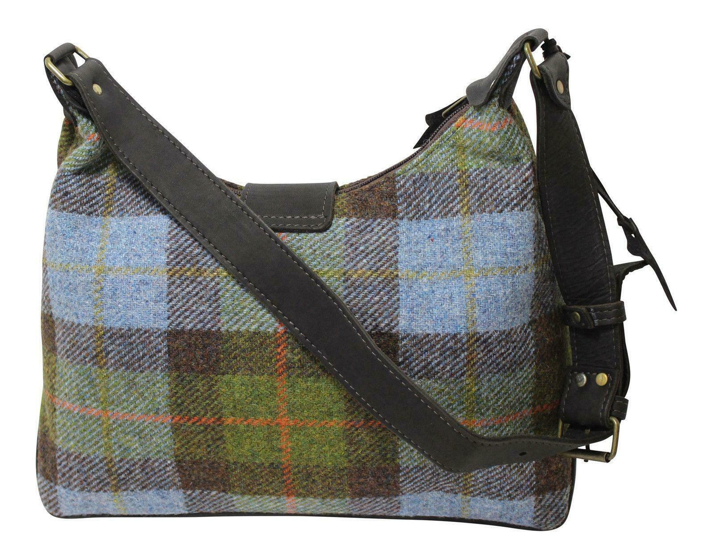 Deerskin Leather Blue Green Tartan Handbag