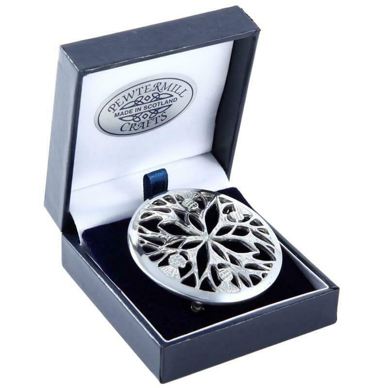 Polished Thistle of Life Celtic Plaid Brooch