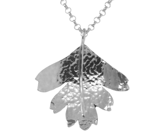 Claire Hawley Handcrafted Sterling Silver Hawthorn Tree Leaf Pendant & Chain