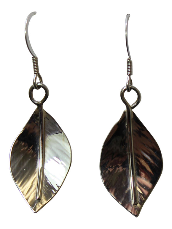 Claire Hawley Handcrafted Sterling Silver Wild Apple Tree Leaf Earrings