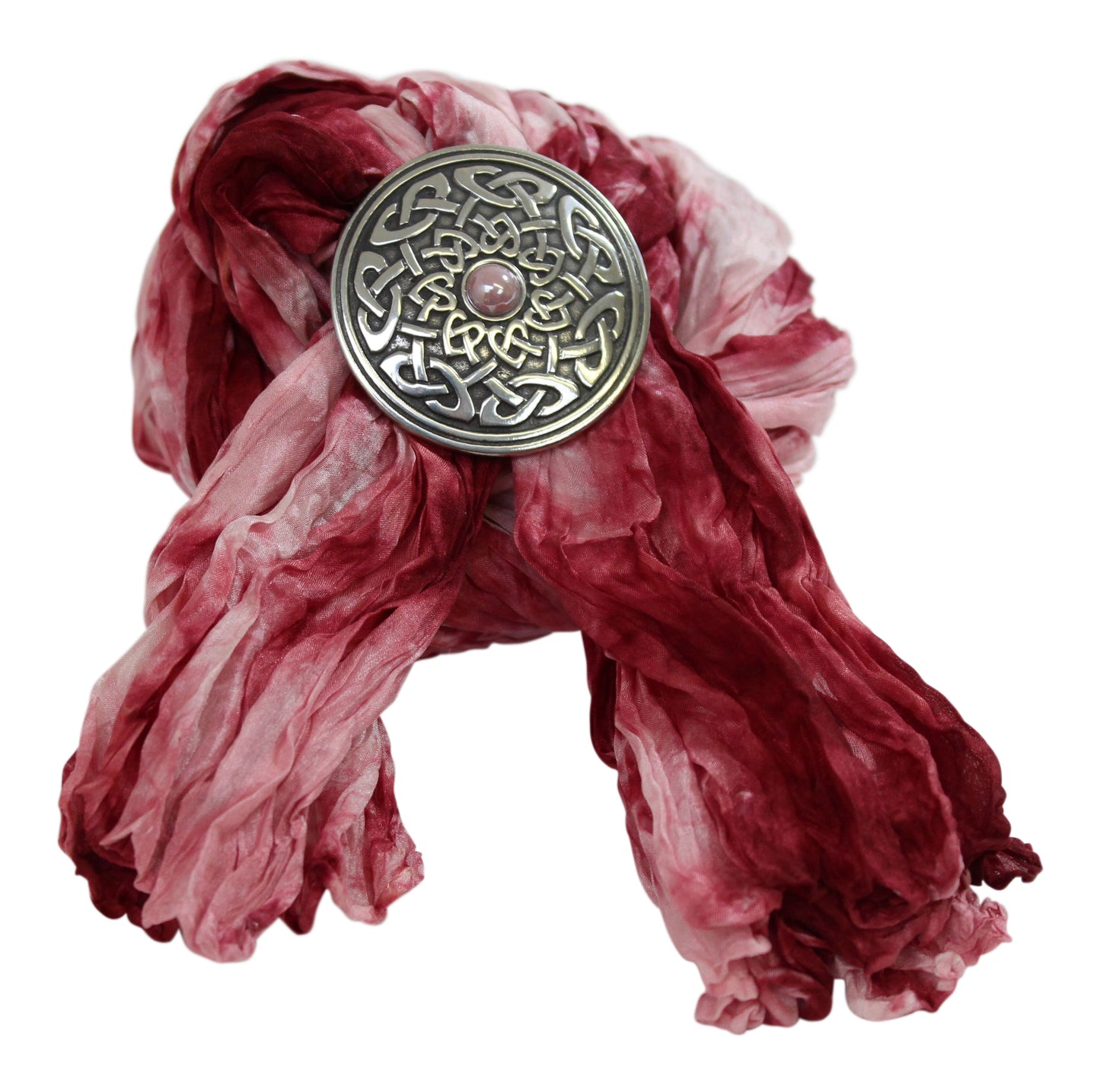 Pink Silk Scarf - Celtic Knot Ring