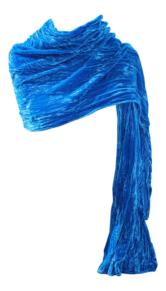 Ladycrow Stunning Single Silk Multi Dyed Velvet Wrap In Sky Blue