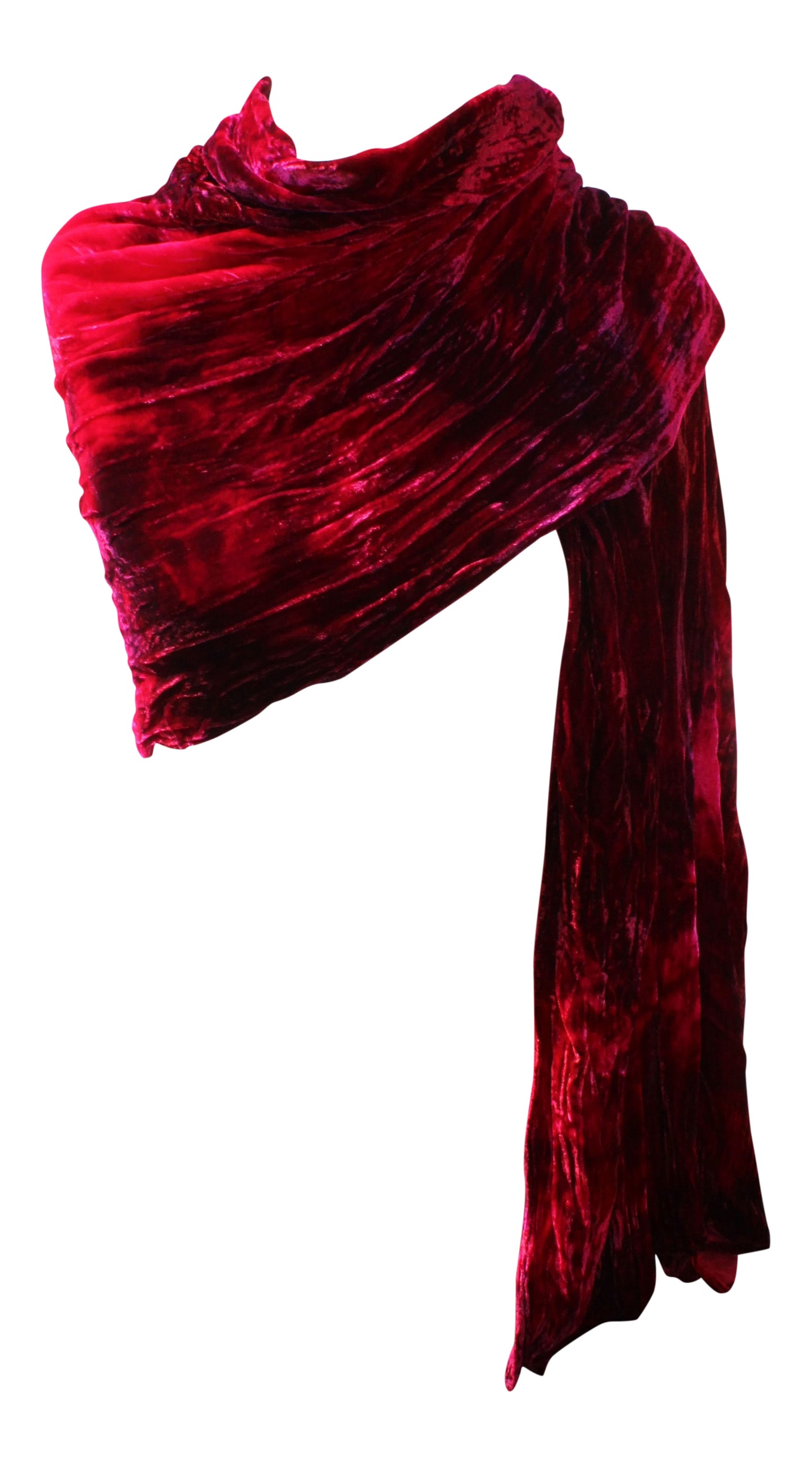 Red Pink Orange Silk Velvet Wrap