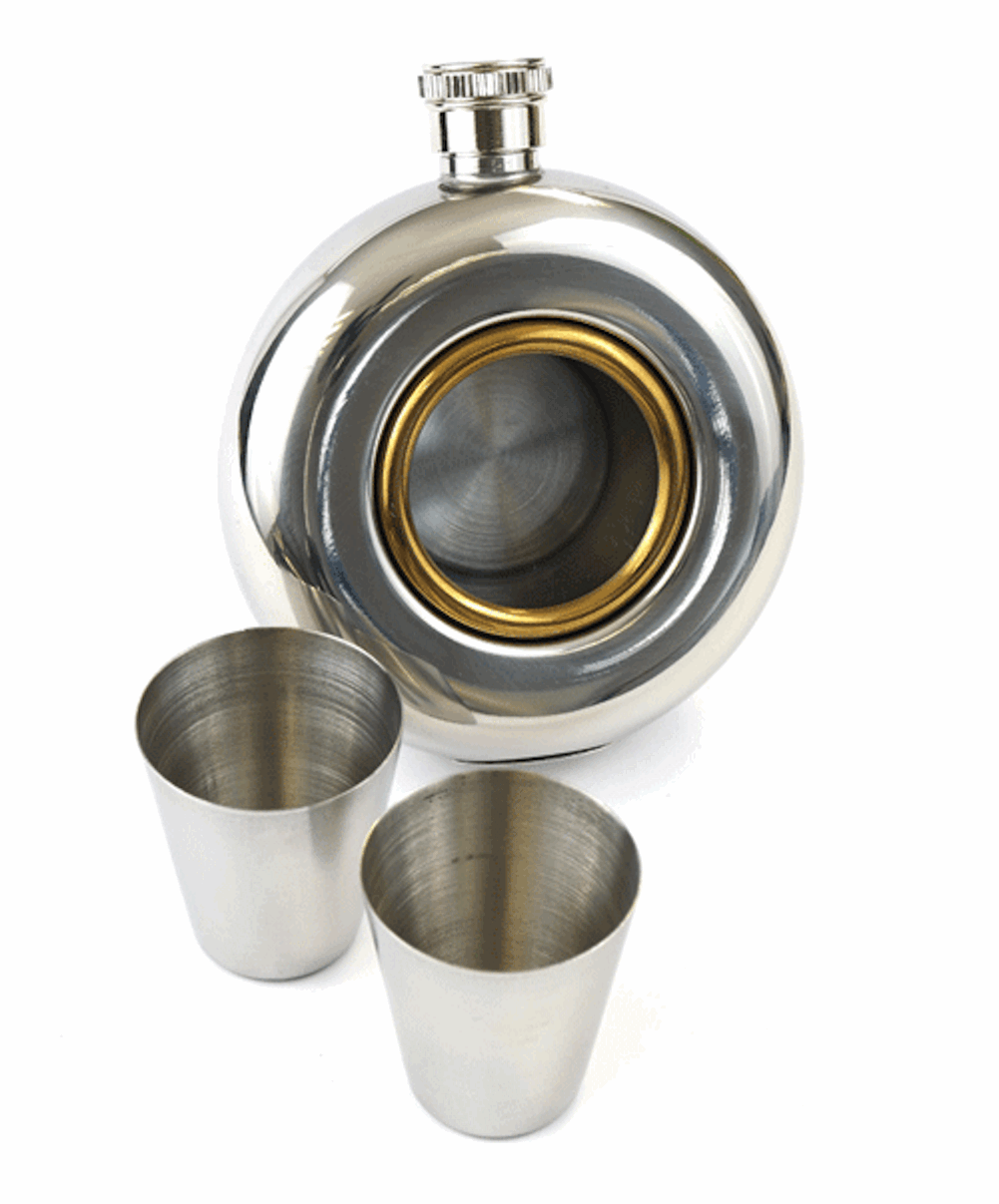 Polished Claddagh Hip Flask With Cups