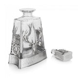 Stunning Pewter Stag & Scottish Thistle Glass Pyramid Crystal Whisky Decanter