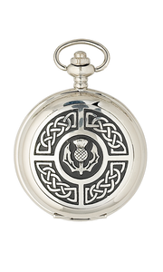 Celtic Knot & Thistle Quartz Half Hunter Fob Pocket Watch - Made in Scotland PW103Q