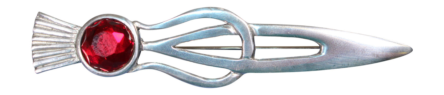 Thistle Pewter Kilt Pin - Various Stones Available