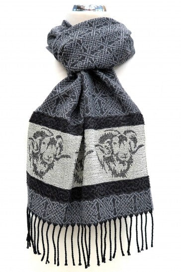 Blue Silver Celtic Ram Jacquard Wool Scarf