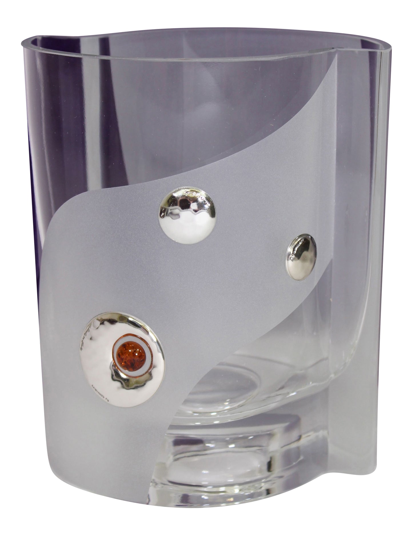 Amber & Silver Decorated Luxury Glass Vase