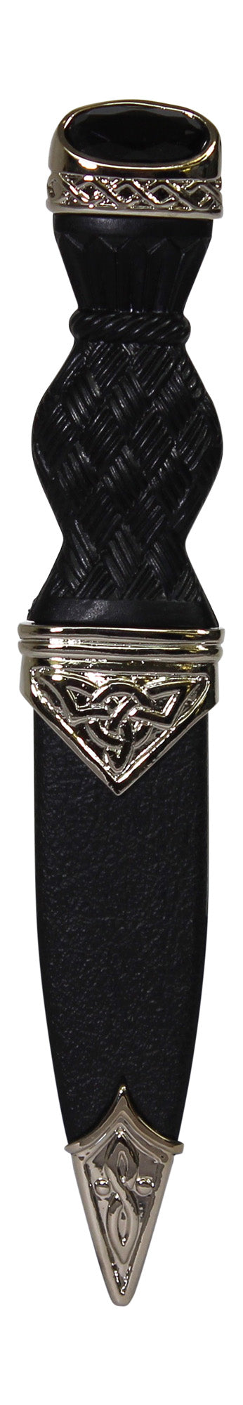 Scottish Polished Chrome Celtic Knot Stone Top Daywear Sgian Dubh