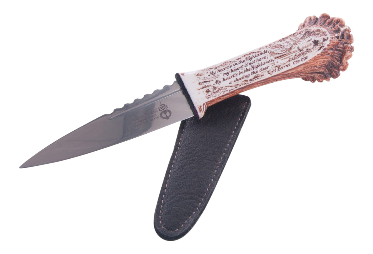 Resin Stag Horn Sgian Dubh with Celtic Pattern