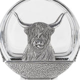 Stunning Pewter Highland Cow & Scottish Thistle Glass Round Decanter