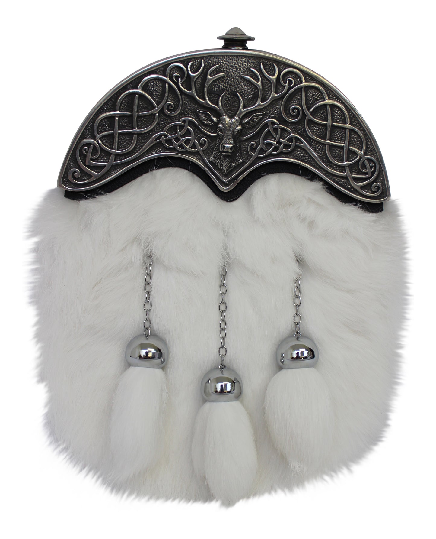 White Dress Sporran Scottish Stag Cantle