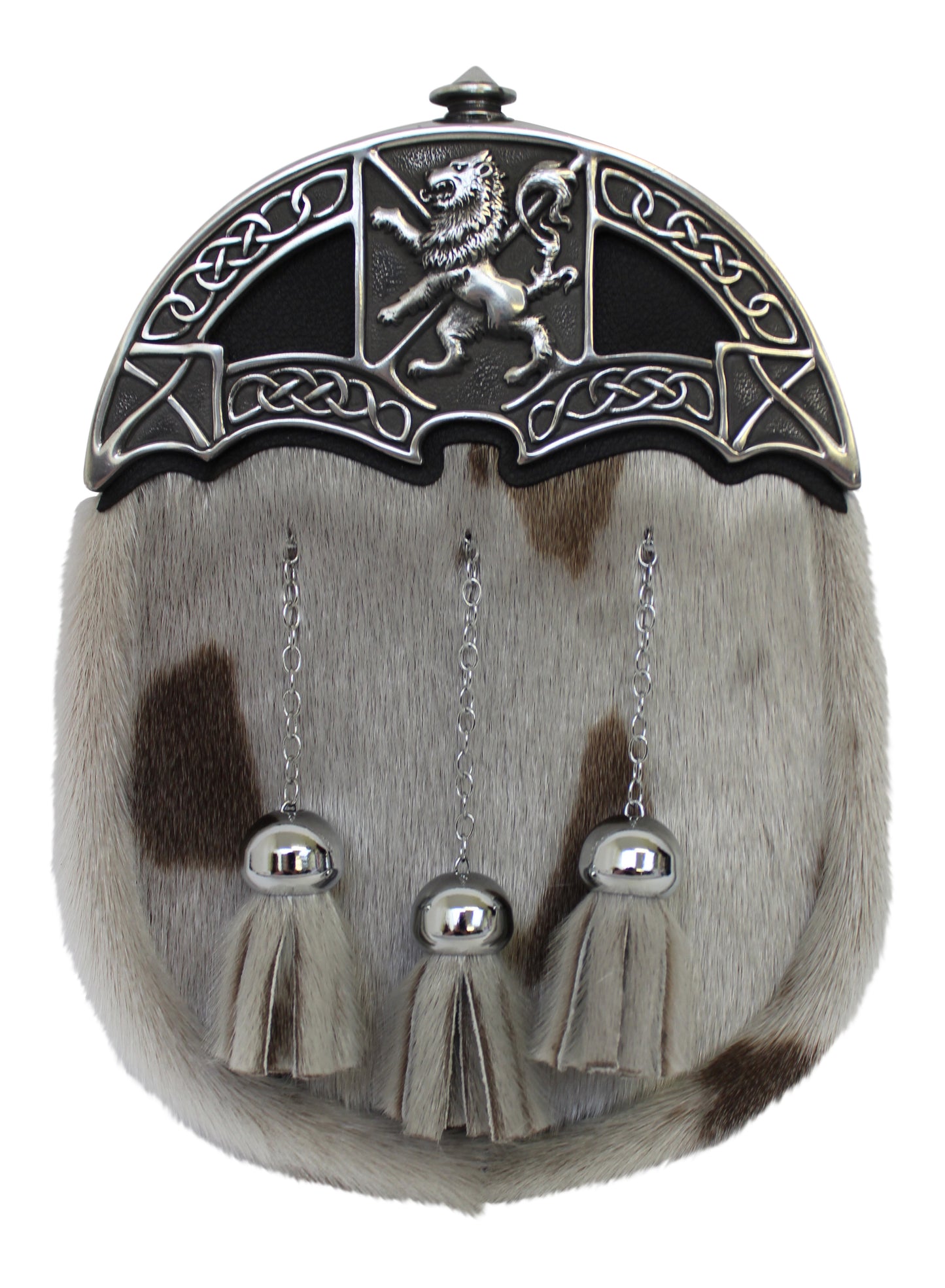 Grey Dress Sporran Chrome Lion Rampant Cantle