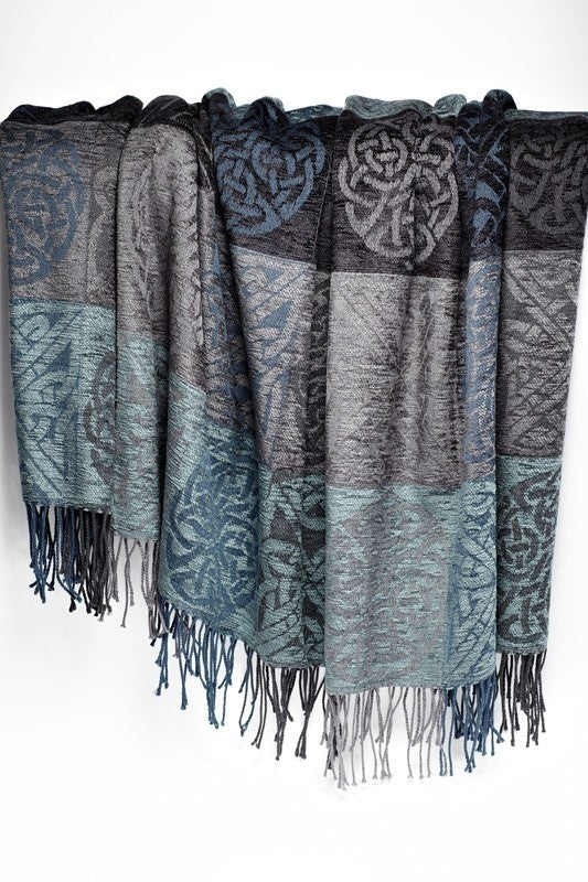 Celtic Knot Slate Grey Jacquard Shawl