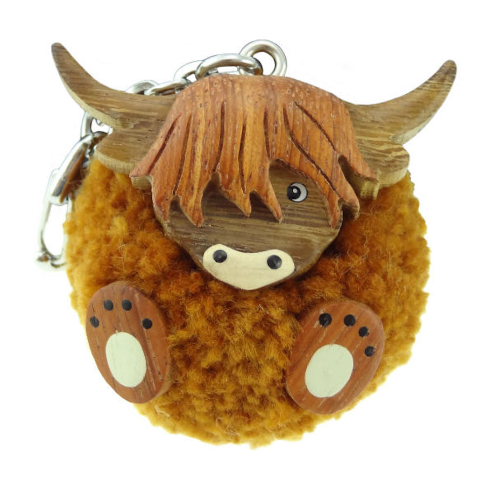Pom Pom Highland Cow Keyring