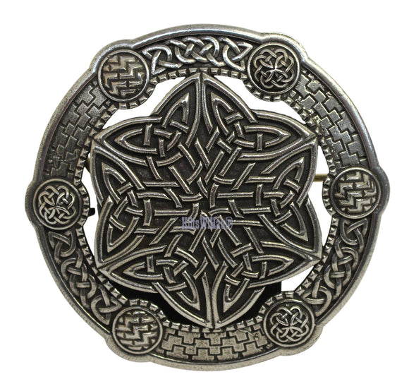 Gaelic Themes Celtic Key Sash Shawl Plaid Brooch Pin