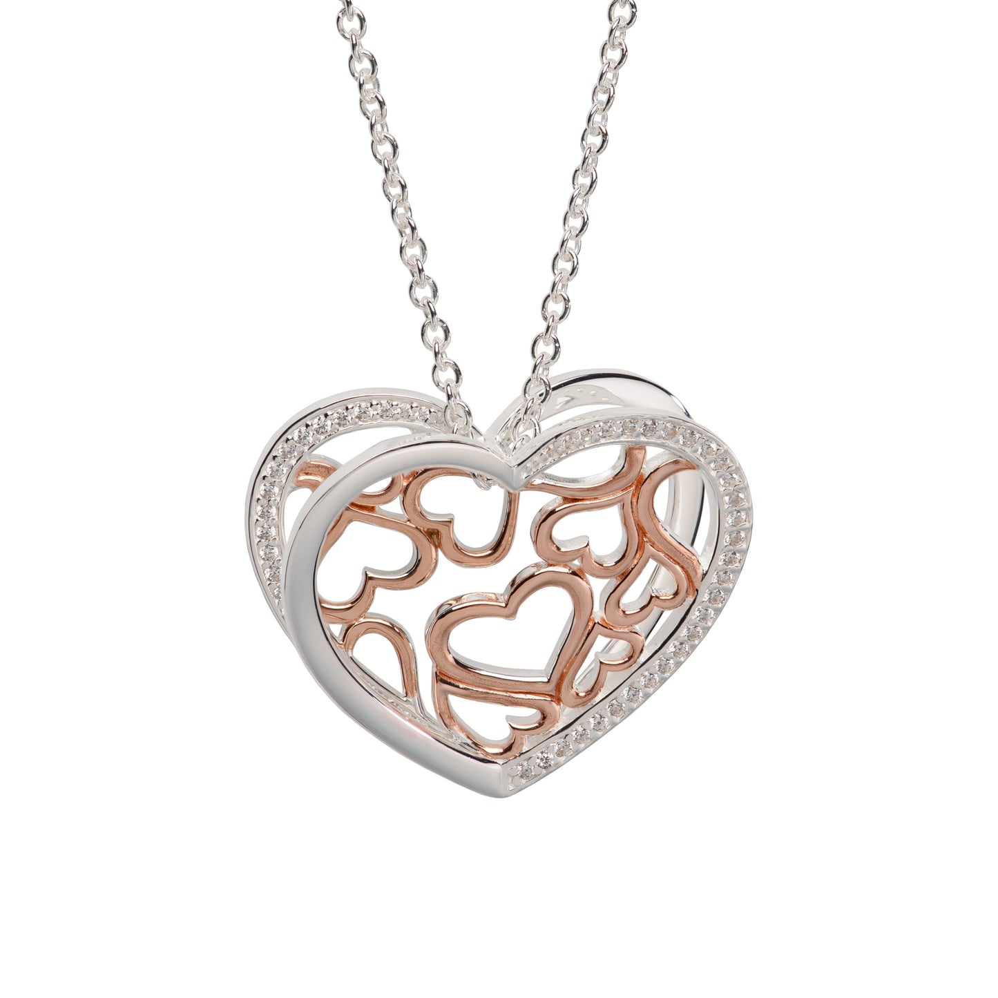 Sterling Silver Rose Gold Heart Necklace