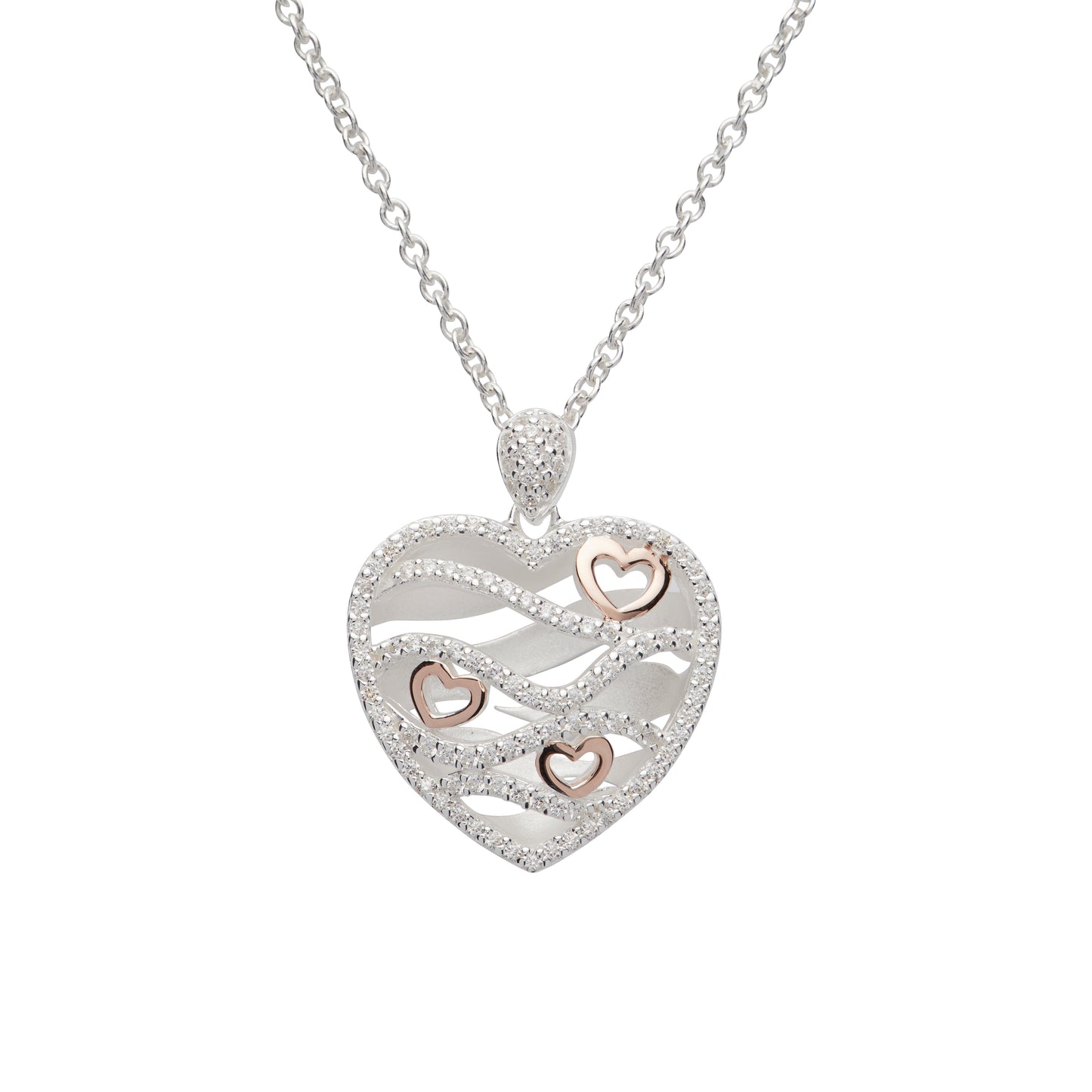 Sterling Silver Rose Gold Heart Necklace