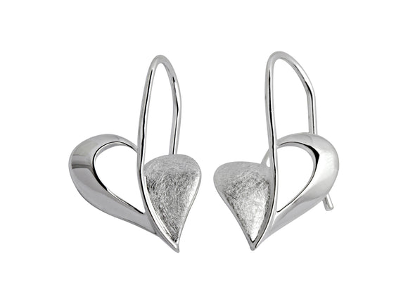 Unique & Co Sterling Silver Double Love Heart Dangle Drop Earrings