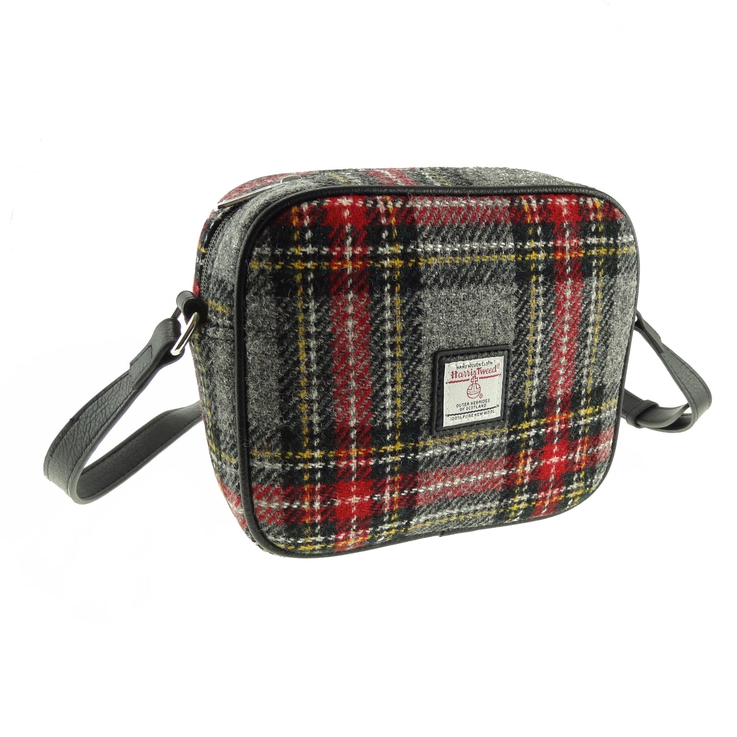 Grey Red Yellow Tweed Almond Handbag