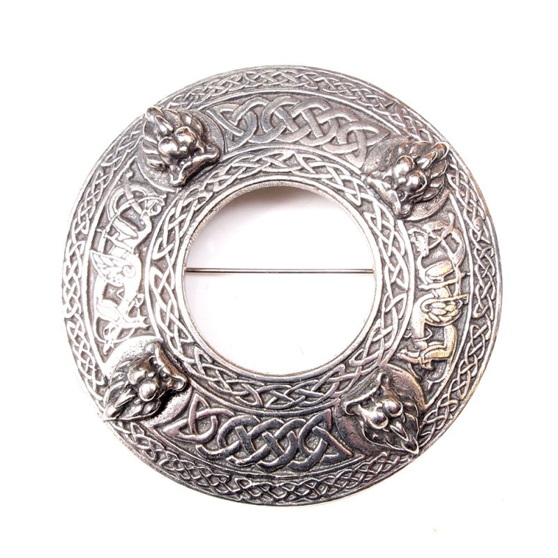 Four Lion Celtic Knot Plaid Brooch