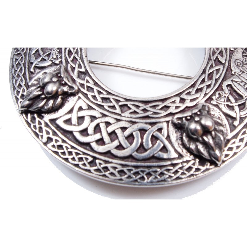 Four Lion Celtic Knot Plaid Brooch