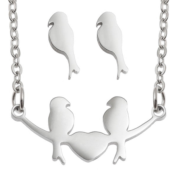 Lovebirds Necklace Pendant & Earring Set
