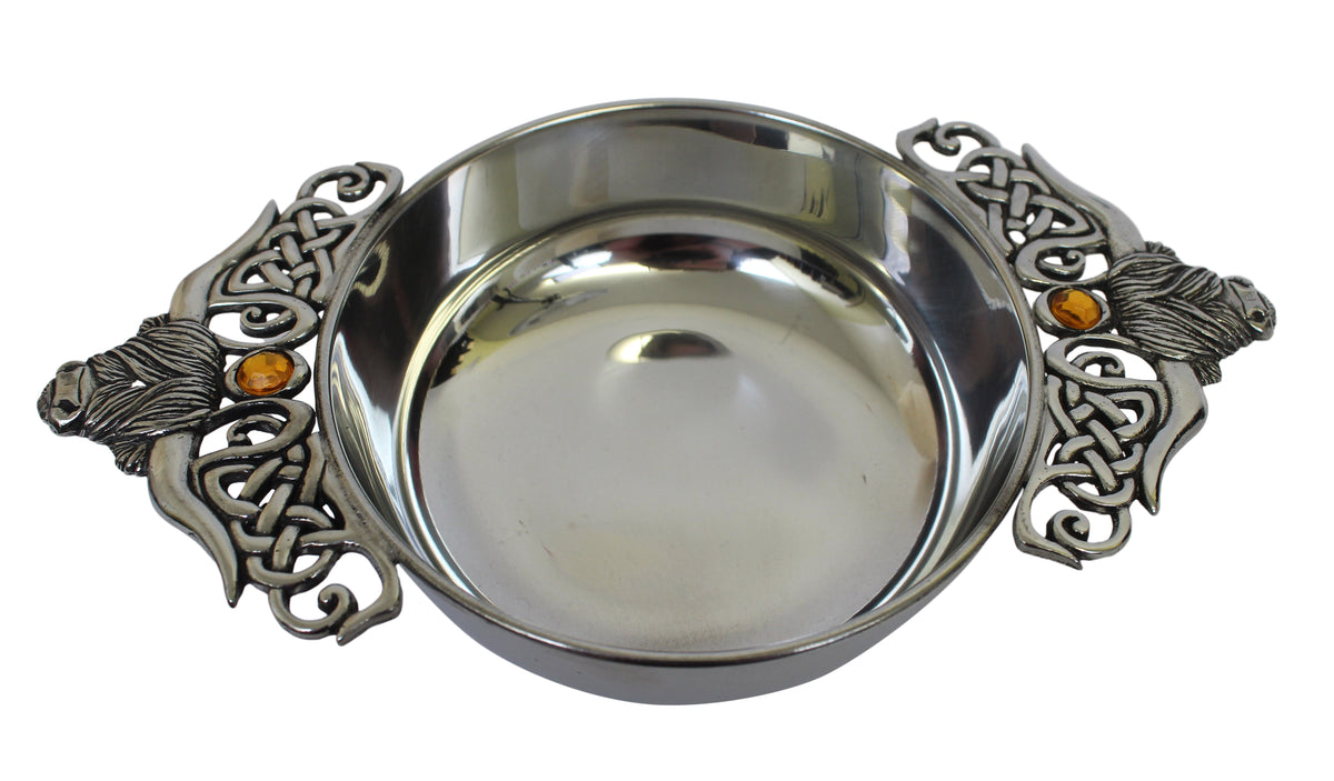 Highland Cow Toasting Quaich With Topaz Stone