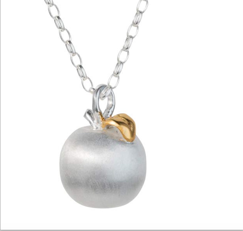 Christin Ranger Sterling Silver Apple Of My Eye Fruit Pendant Necklace