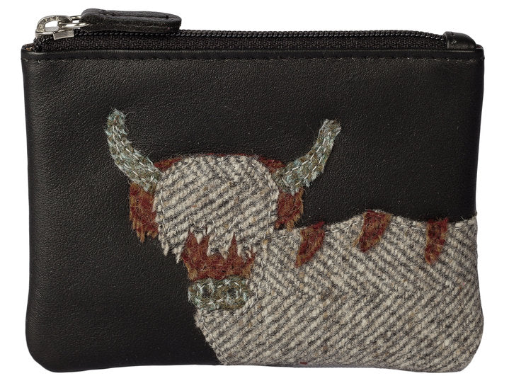 Black Angus Highland Cow Zip Top Coin Purse