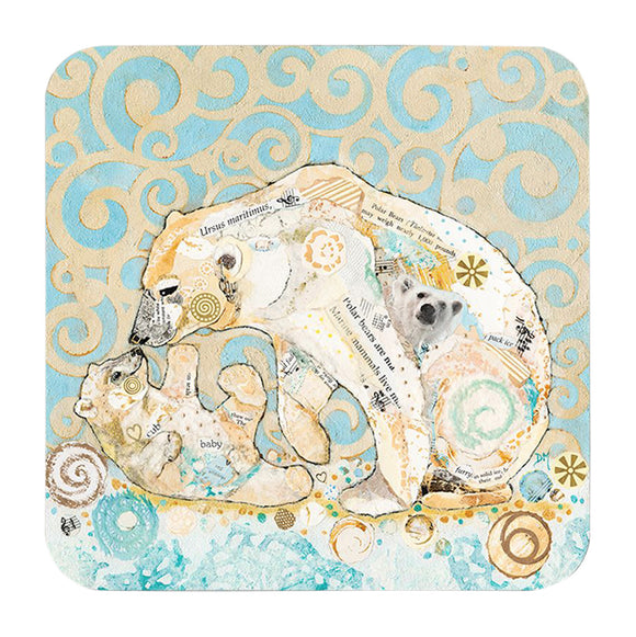 Dawn Maciocia Cute 'Polar Love' Polar Bears Coaster Table Mat