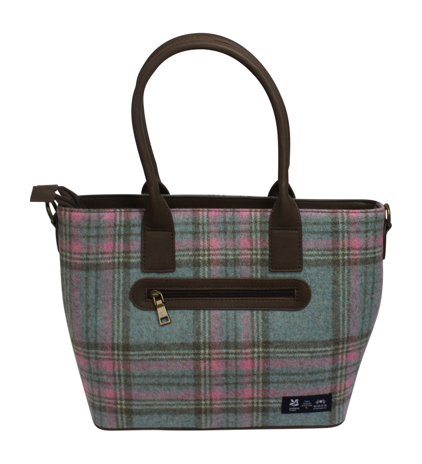 Moon Tweed Mint Green Pink Large Tote Handbag