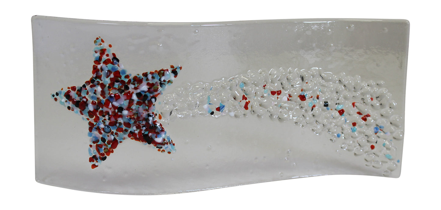 Hand Fused Star Glass Wave Panel